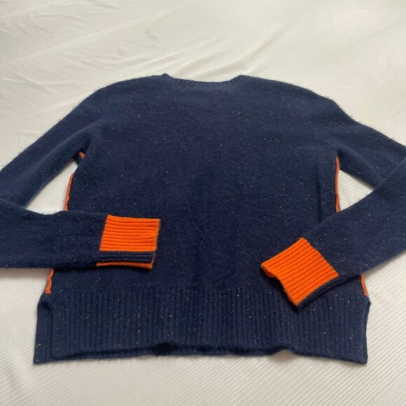Pure Amici 100% Cashmere Blue Colorblock Sweater Size Small - Picture 6 of 7